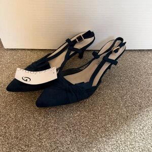 Greatonu Elegant Navy Slingback Heels